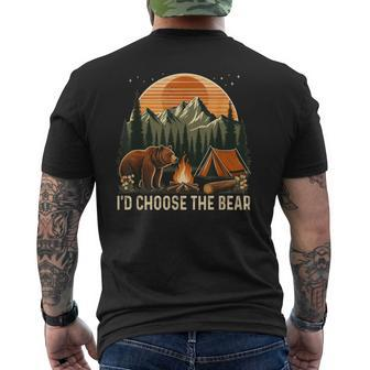 Camping I'd Choose The Bear Men's T-shirt Back Print | Mazezy
