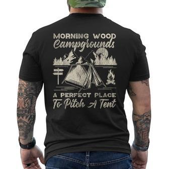 Camping Morning Wood Campgrounds Pitch A Tent Men's T-shirt Back Print - Monsterry CA