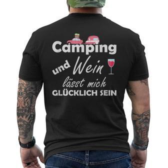 Camping Und Wein Lässt Mich Glücklich Sein T-Shirt mit Rückendruck - Seseable