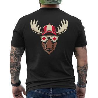 Canada Day Canadian Flag Maple Leaf Moose Sunglasses Men's T-shirt Back Print - Monsterry CA