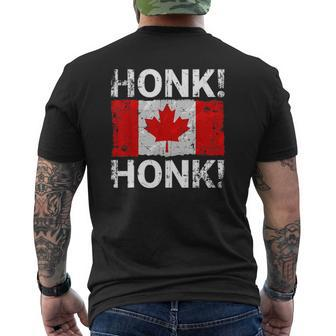 Canada Freedom Convoy Truckers Honk Honk Distressed Mens Back Print T-shirt | Mazezy