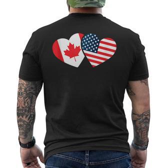 Canada Usa Flag Heart Canadian Americans Love Cute Men's T-shirt Back Print - Monsterry