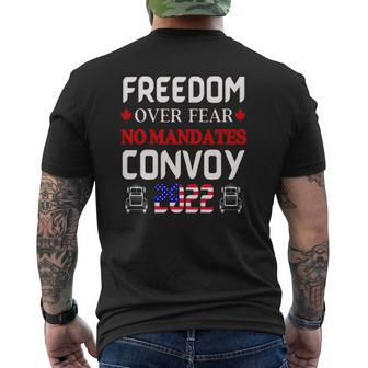 Canadian Truckers Freedom Over Fear No Mandates Convoy 2022 Premium Mens Back Print T-shirt | Mazezy CA