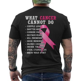 What Cancer Cannot Do Pink Ribbon Breast Cancer Awareness Mens Back Print T-shirt - Thegiftio UK