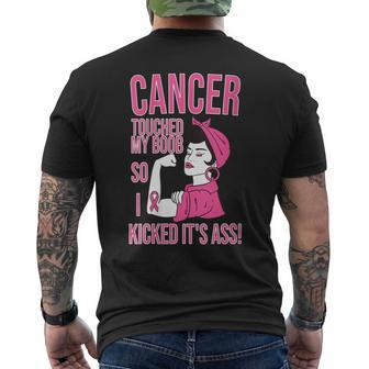 Cancer Touched My Boob So I Kicked Its Breast Cancer Men's T-shirt Back Print - Monsterry AU