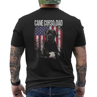 Cane Corso Dad With Proud American Flag Dog Lover Mens Back Print T-shirt | Mazezy