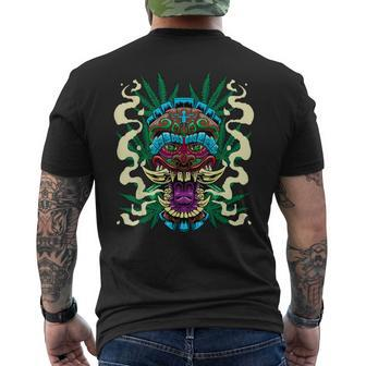 Cannabis Tiki Mask Hawaiian Totem Smoke Weed Hemp Idea Men's T-shirt Back Print - Monsterry UK