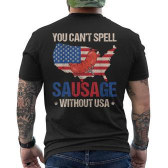 You Can't Spell Sausage Without Usa American Flag Patriotic Men's T-shirt Back Print - Monsterry UK