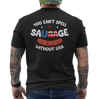 You Can't Spell Sausage Without Usa Patriotic American Flag Men's T-shirt Back Print - Monsterry AU