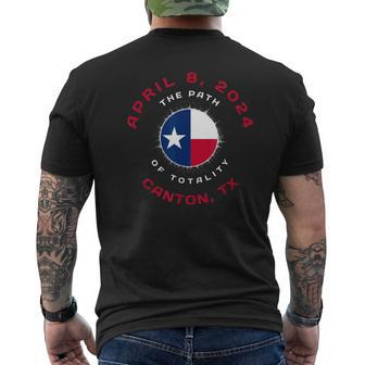 Canton Texas Solar Eclipse Totality April 8 2024 Tx Flag Men's T-shirt Back Print | Mazezy