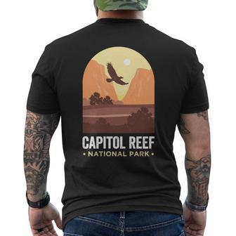 Capitol Reef National Park Utah Falcon Eagle Vintage Reef Men's T-shirt Back Print - Monsterry