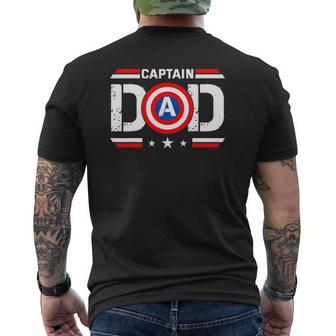 Captain Dad Superhero Men Fathers Day Vintage Dad Mens Back Print T-shirt | Mazezy DE