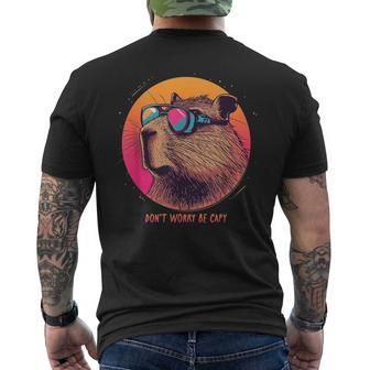 Capybara Dont Worry Be Capy Cute Be Happy Capybara Men's T-shirt Back Print - Seseable