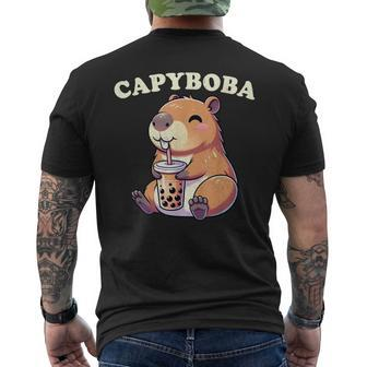 Capybara Capybara Rodent Capyboba Boba Milk Tea Men's T-shirt Back Print - Seseable