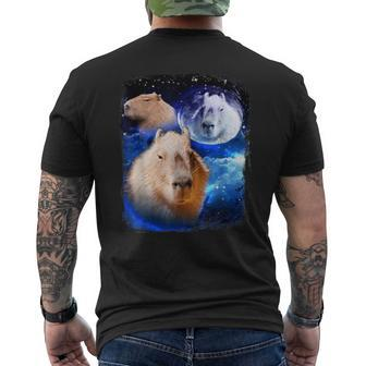 Capybara Meme Moon Capybaras Vintage Kawaii Men's T-shirt Back Print - Seseable