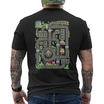 Car Road On Dad Back Fathers Day Play With Son Men's T-shirt Back Print - Thegiftio UK