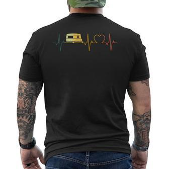 Caravan Heartbeat Retro Camper Ecg Camping Heart T-Shirt mit Rückendruck - Seseable