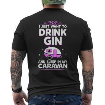 For Caravanners Drink Gin In The Caravan Men's T-shirt Back Print - Thegiftio UK