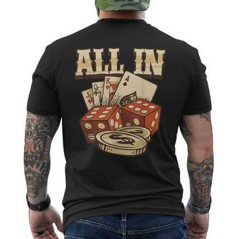 All In Card Game Playing Cards Poker Player Gambling Casino Men's T-shirt Back Print - Thegiftio UK