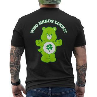 Care Bears St Patrick's Day Good Luck Bear Who Needs Luck Men's T-shirt Back Print - Seseable