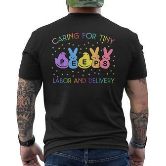 Caring For Tiny Labor And Delivery Bunnies L&D Easter Day Men's T-shirt Back Print - Seseable