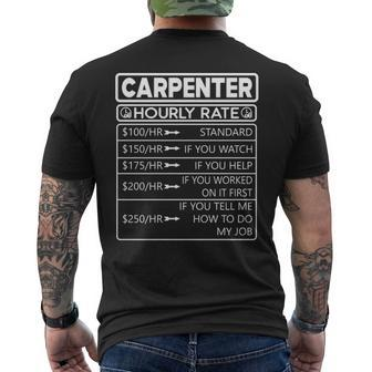 Carpenter Hourly Rate S Men's T-shirt Back Print | Mazezy