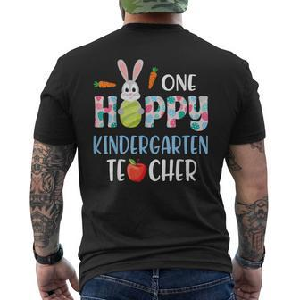 Carrot Bunny Happy Easter Day One Hoppy Kindergarten Teacher Men's T-shirt Back Print - Monsterry DE