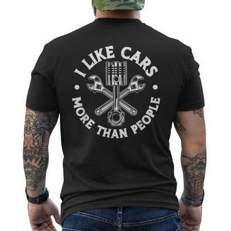 I Like Cars More Than People Car Mechanic Dad Husband Men's T-shirt Back Print - Monsterry UK