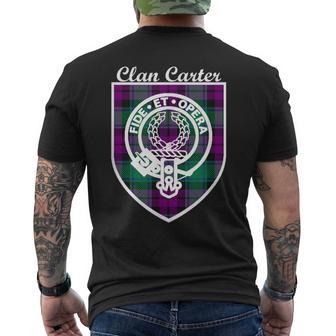 Carter Surname Last Name Scottish Clan Tartan Badge Crest Men's T-shirt Back Print - Seseable