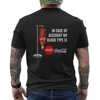 In Case Of Accident My Blood Type Is Coca Cola Mens Back Print T-shirt - Thegiftio UK