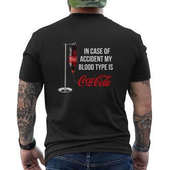 In Case Of Accident My Blood Type Is Coca Cola Shirt Mens Back Print T-shirt - Thegiftio UK