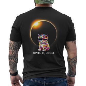 Cat 2024 Solar Eclipse Totality Glasses Men's T-shirt Back Print - Monsterry