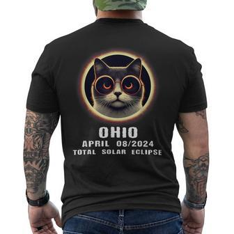 Cat 2024 Total Solar Eclipse Ohio Men's T-shirt Back Print | Seseable CA