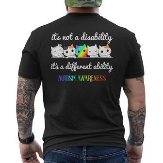 Cat Autism It's Not A Disability It's A Different Ability Men's T-shirt Back Print - Monsterry