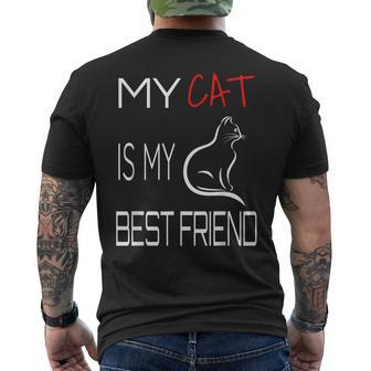 My Cat Is My Best Friend Cat Lovers Men's T-shirt Back Print - Monsterry UK