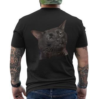 Cat Black Meme Dissociated Internet Men's T-shirt Back Print - Monsterry UK