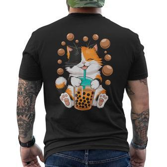 Cat Boba Tea Kawaii Bubble Tea Men's T-shirt Back Print - Monsterry AU