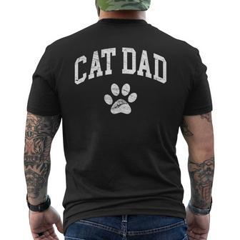 Cat Dad Vintage Distressed Cat Paw Men's T-shirt Back Print | Mazezy
