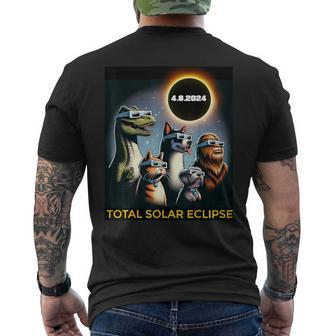 Cat Dog Bigfoot Eclipse Glasses Total Solar Eclipse 2024 Men's T-shirt Back Print - Seseable