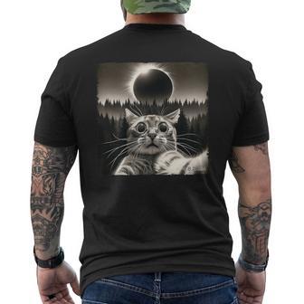 Cat Glasses Taking A Selfie With Solar 2024 Eclipse Men's T-shirt Back Print - Monsterry DE