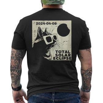 Cat Glasses Total Solar Eclipse April 8 2024 Totality Men's T-shirt Back Print | Mazezy