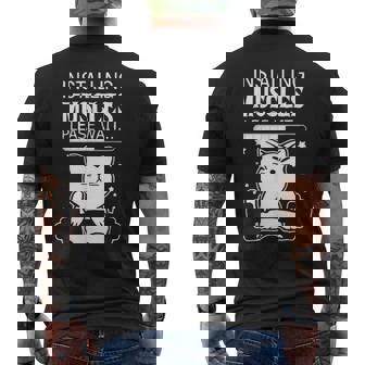 Cat Installing Muscles Please Wait Men's T-shirt Back Print - Monsterry