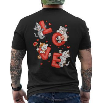 Cat Kitten Love Valentines Day Couples Cute Cat Lover Heart Men's T-shirt Back Print - Thegiftio UK