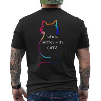 Cat Life Is Better With Cats Colorful Men's T-shirt Back Print - Monsterry AU