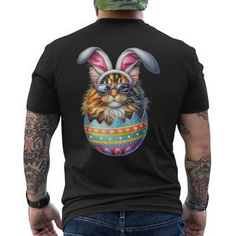 Cat Lover Easter Egg Happy Easter Bunny Ears Men's T-shirt Back Print | Mazezy
