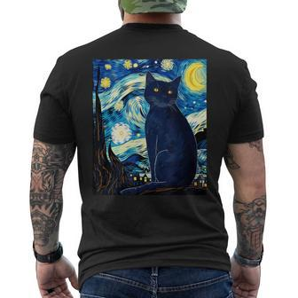 Cat Lover Vincent Van Gogh Inspired Starry Night Men's T-shirt Back Print - Thegiftio UK