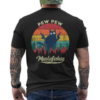 Cat Pew Pew Madafakas Vintage Crazy Cat Men's T-shirt Back Print - Monsterry DE