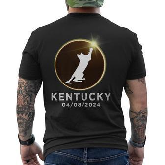 Cat Playing Fire Ring Total Solar Eclipse 2024 Kentucky Men's T-shirt Back Print - Monsterry