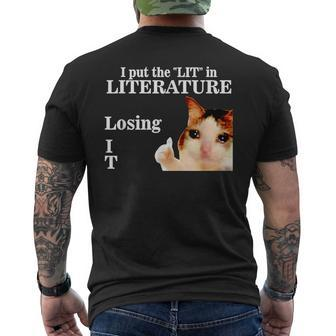 Cat I Put The Lit In Literature Losing It Men's T-shirt Back Print - Monsterry DE