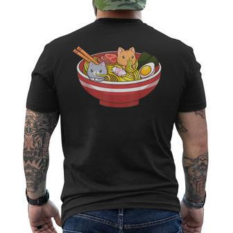 Cat Ramen Noodle Bowl Anime Kawaii Neko Men's T-shirt Back Print - Thegiftio UK